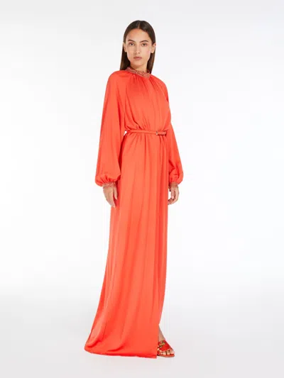Max Mara Silk Caftan Dress In Orange