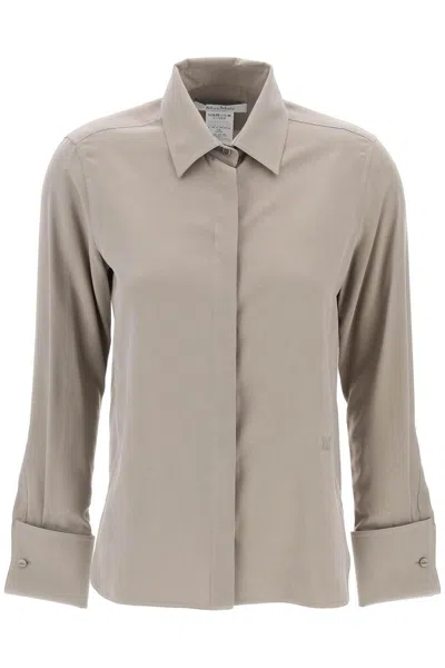 Max Mara Candia Washed Silk Shirt In Grey