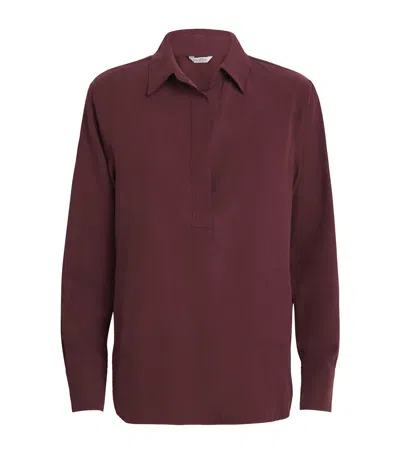 Max Mara Silk Canvas Polo-collar Shirt In Red