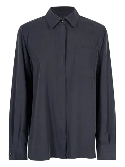 Max Mara Silk Canvas Shirt In Black
