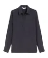 Max Mara Silk Canvas Shirt In Black
