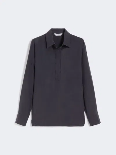 Max Mara Silk Canvas Shirt In Blue