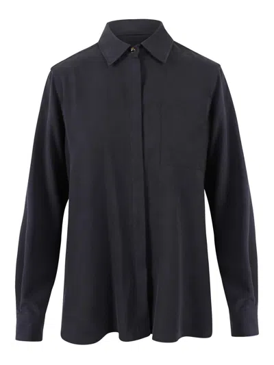 Max Mara Silk Canvas Shirt In Blue