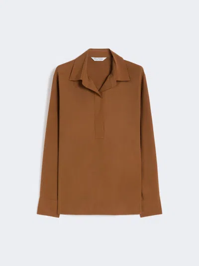 Max Mara Silk Canvas Shirt In Brown