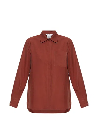 Max Mara Silk Canvas Shirt In Brown
