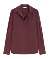 Max Mara Silk Canvas Shirt In Burgundy