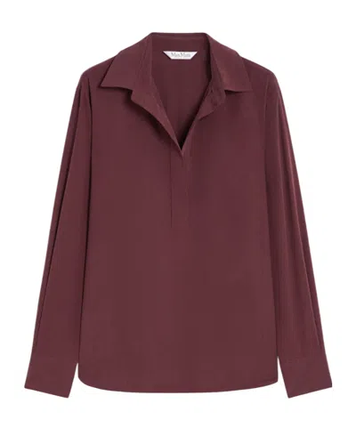 Max Mara Silk Canvas Shirt In Burgundy