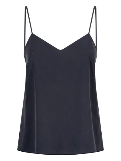 Max Mara Silk Canvas Top In Blue