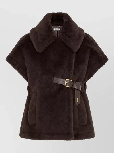 Max Mara Silk Cape In Brown