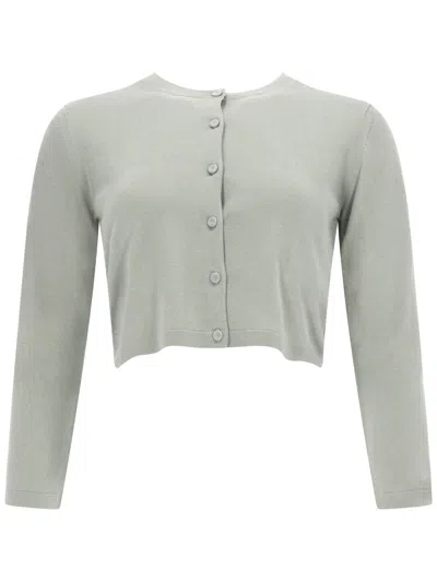 Max Mara Silk Cardigan In Gray