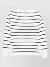 Max Mara White Striped T-shirt In Neutral