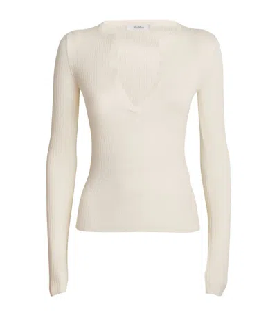 Max Mara Silk-cashmere V-neck Sweater In Beige