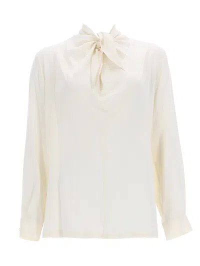 Max Mara Tie-detailed Silk Crepe De Chine Blouse In Multi