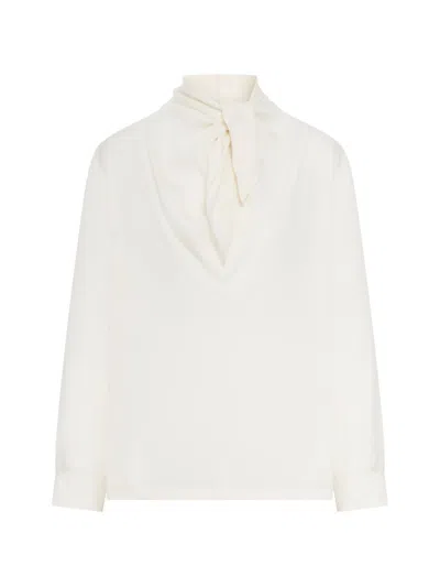 Max Mara Tie-detailed Silk Crepe De Chine Blouse In Neutral