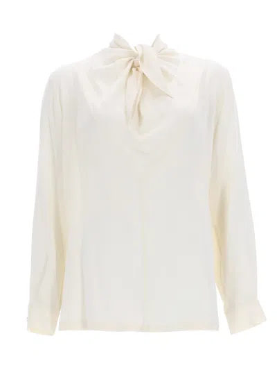 Max Mara Silk Charmeuse Blouse In Neutral