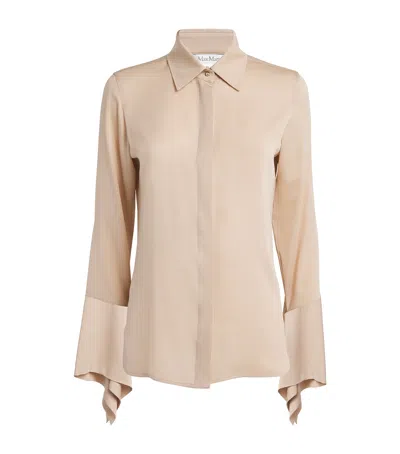 Max Mara Silk Charmeuse Shirt In Beige
