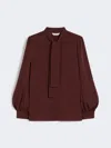 Max Mara Silk Charmeuse Shirt In Brown