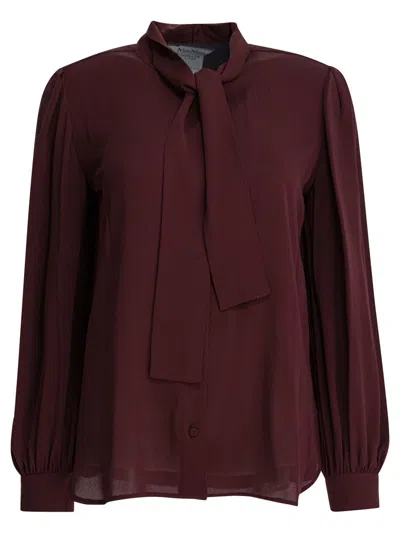 Max Mara Melania Silk Charmeuse Blouse In Red