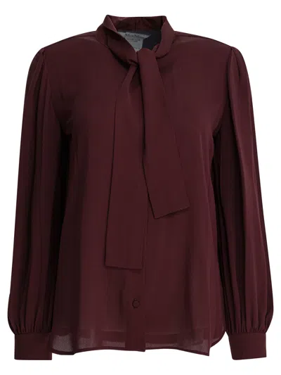 Max Mara Melania Silk Charmeuse Blouse In Burgundy