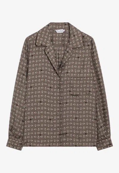 Max Mara Silk Checked Shirt In Brown