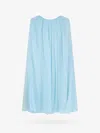 Max Mara Women Mini Light Blue Dress With Drawstring In Silk Chiffon Woman