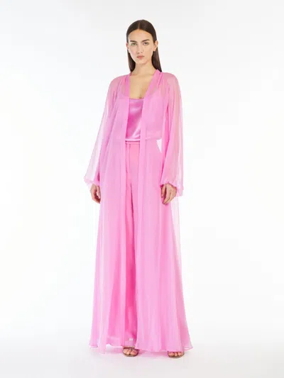 Max Mara Medicea Chiffon Long Coat In Pink