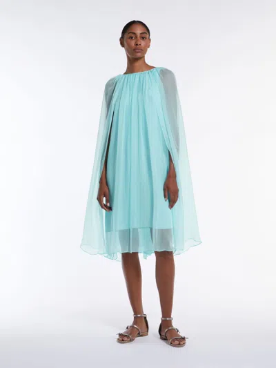 Max Mara Light Blue Footing Silk Chiffon Dress