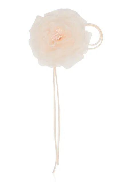 Max Mara Silk Chiffon Flower Brooch In Pink