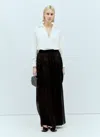 Max Mara Long Skirt In Silk Chiffon In Black