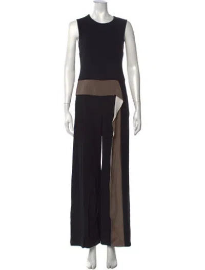 Pre-owned Max Mara Silk Colorblock Pattern Jumpsuit In Black