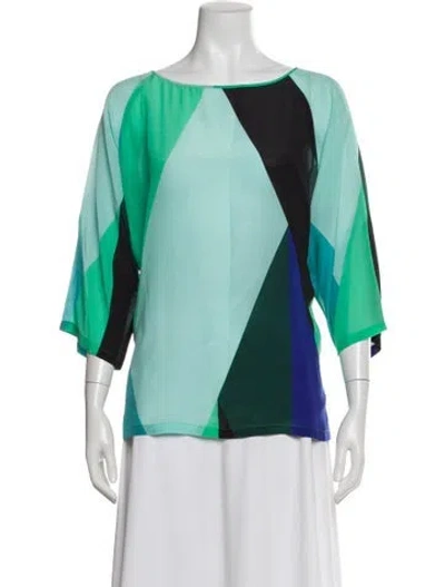 Pre-owned Max Mara Silk Colorblock Pattern Top In Multi
