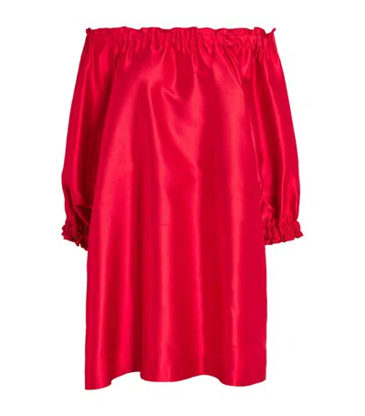 Max Mara Lepre Off-shoulders Mini Dress In Red