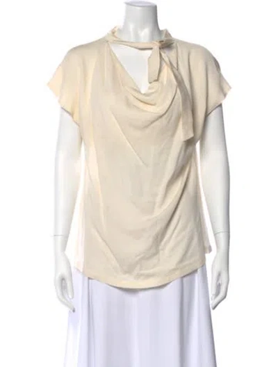 Pre-owned Max Mara Silk Cowl Neck Blouse In Neutral