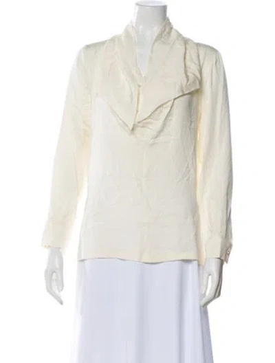 Pre-owned Max Mara Silk Cowl Neck Blouse W/ Tags In Neutral