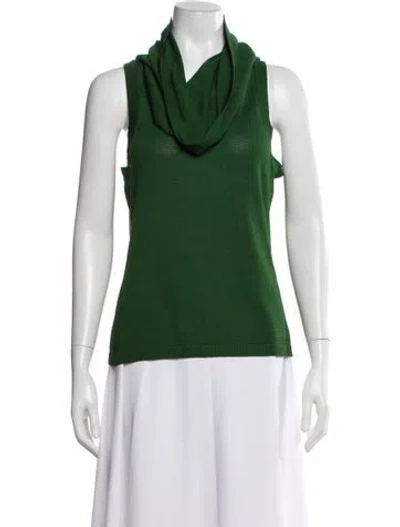 Pre-owned Max Mara Silk Cowl Neck Sweater In Green