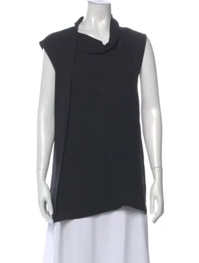 Pre-owned Max Mara Silk Cowl Neck Top In Blue