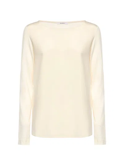 Max Mara Silk Crepe De Chine And Jersey T-shirt In Neutral
