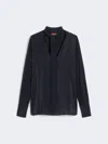 Max Mara Silk Crepe De Chine Blouse In Blue