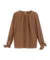 Max Mara Silk Crepe De Chine Blouse In Brown