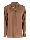 Max Mara Silk Crepe De Chine Blouse In Brown