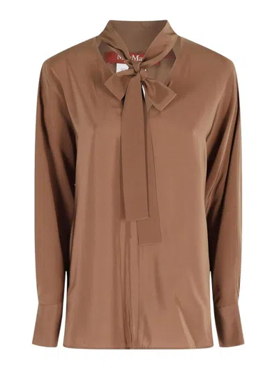 Max Mara Silk Crepe De Chine Blouse In Brown