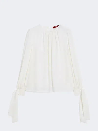 Max Mara Silk Crepe De Chine Blouse In White