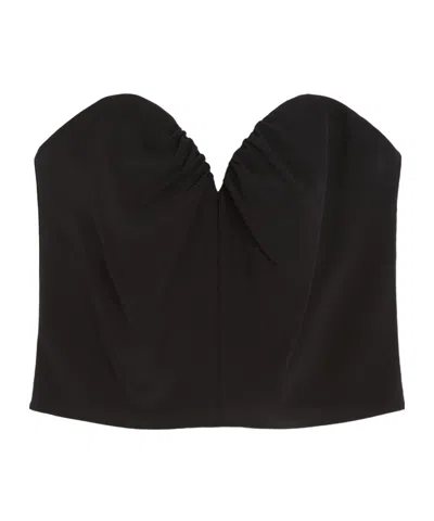 Max Mara Silk Crepe De Chine Corset Top In Black