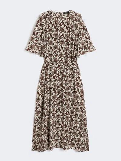 Max Mara Silk Crepe De Chine Dress In Multi