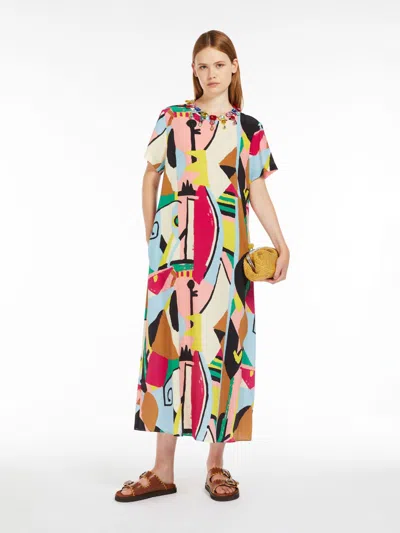 Max Mara Silk Crepe De Chine Dress In Multi