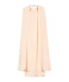 Max Mara Managua Silk Long Dress With Silk Cape And Metal Detail In Nude