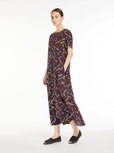 Max Mara Silk Crepe De Chine Dress In Purple