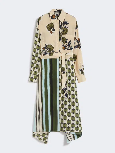 Max Mara Silk Crêpe De Chine Dress In Neutral