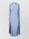 Max Mara Pianoforte Managua Pure Silk Crepe De Chine Dress With Cape In Multi
