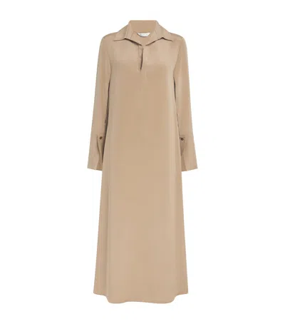 Max Mara Silk Crêpe De Chine Ossola Shirt Dress In Gray